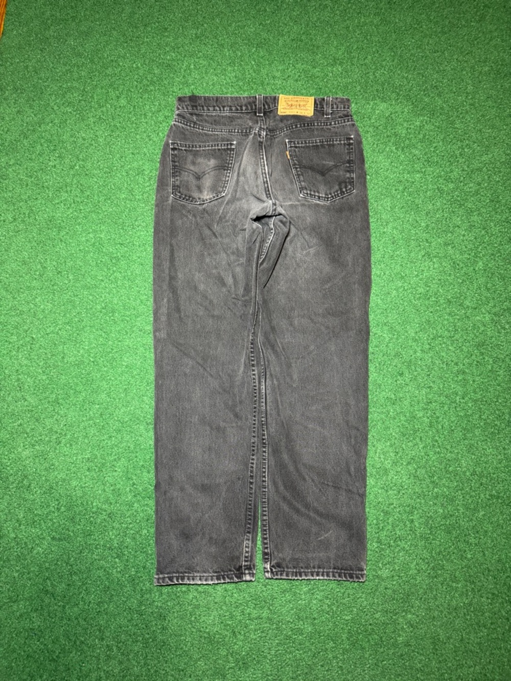 Levis 550 Black 34x30 Orange Tab Relaxed Wide Leg Vintage 90s Dark Wash Jeans